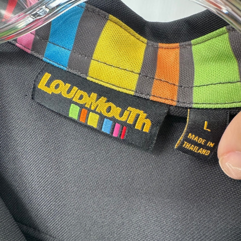Loudmouth Golf Women's Black Short Sleeve Polo Shirt  Logo Colorful‎ Collar L - Picture 2 of 6